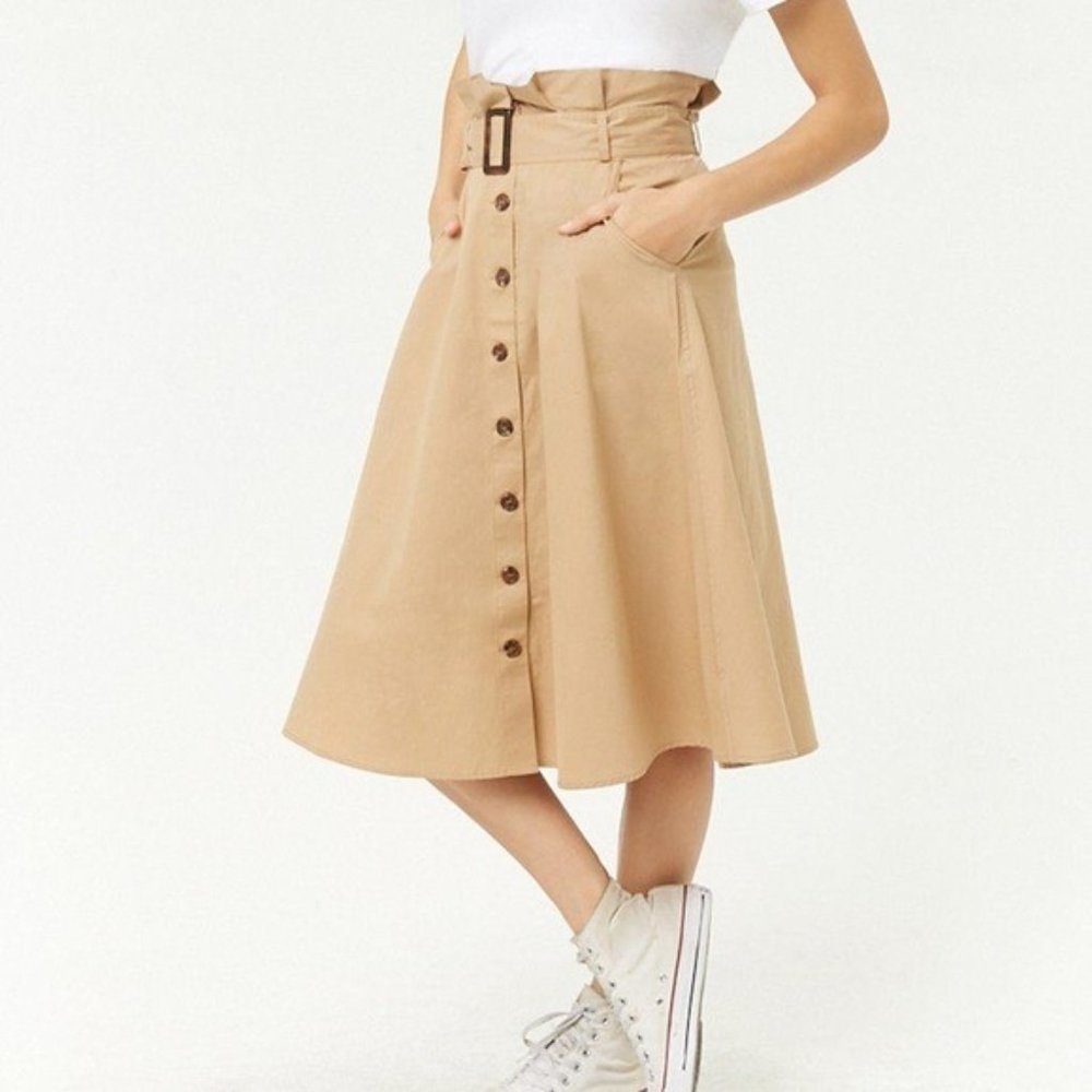 Forever 21 Paperbag Belted Midi skirt